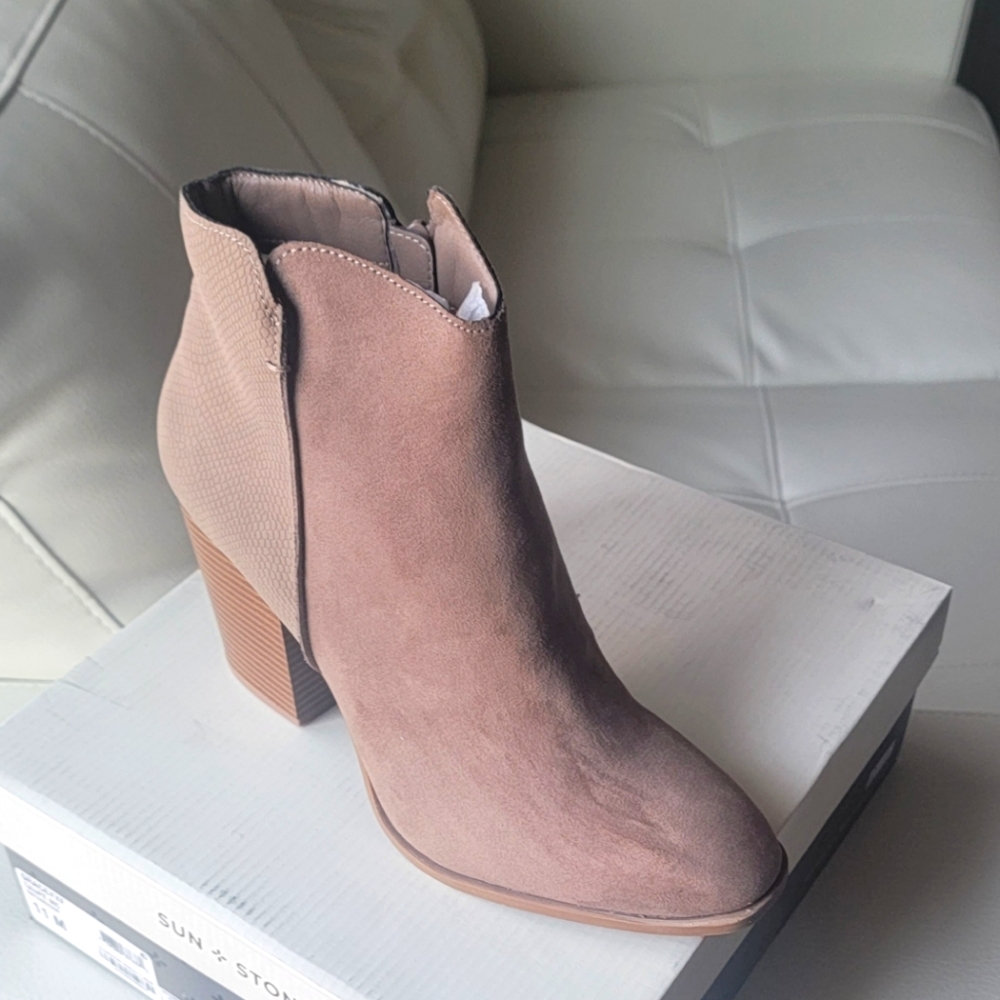 Sun + Stone Graceyy Booties Taupe